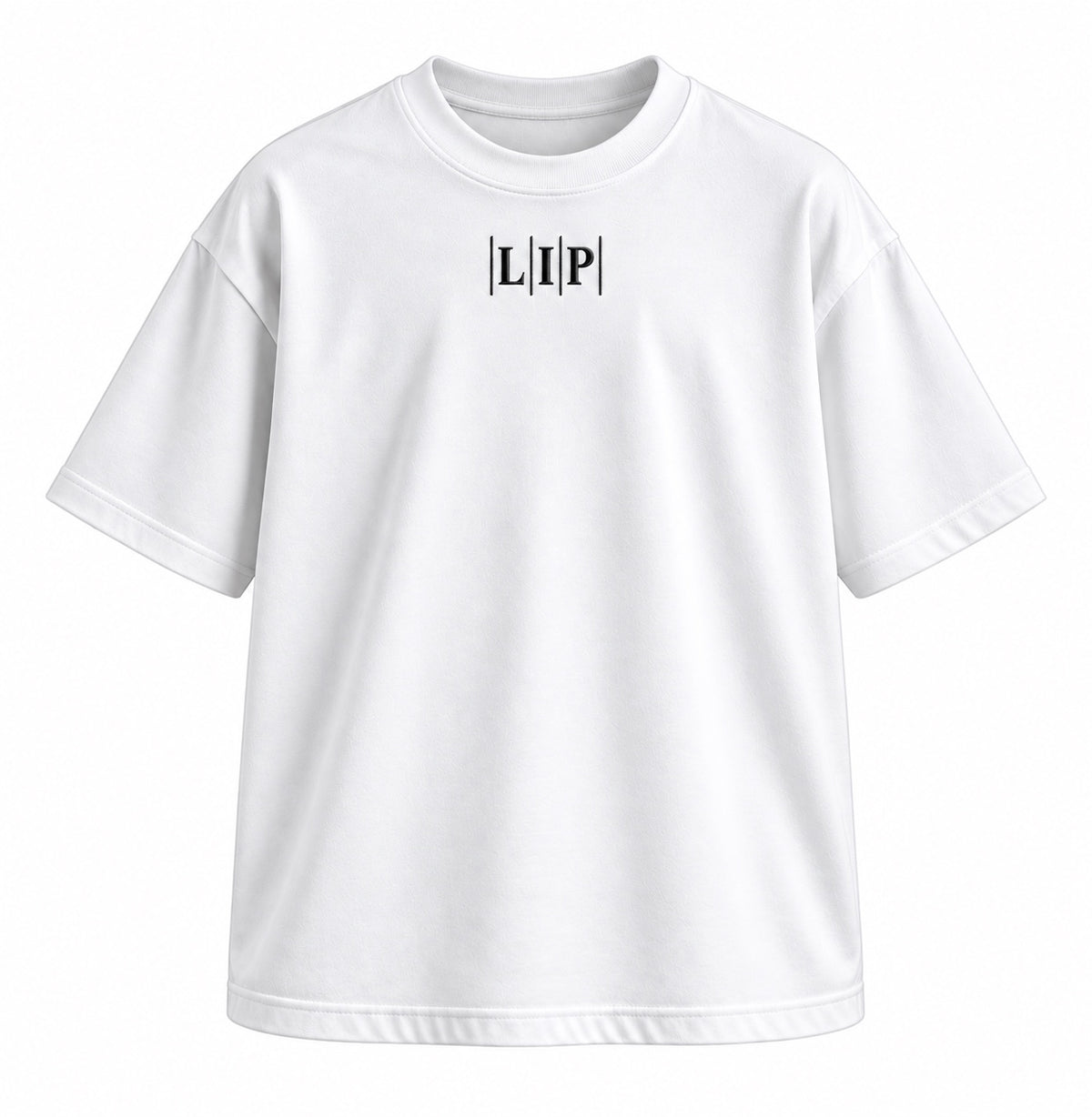 LESS IS POWER λευκό oversized T-shirt μπροστά