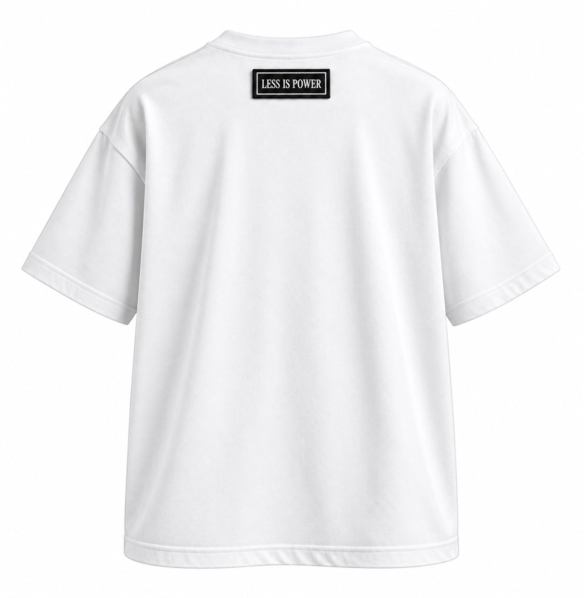 LESS IS POWER λευκό oversized T-shirt πίσω
